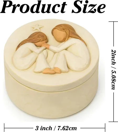 Vista 7 de Regalos para madre, caja de almacenamiento de joyería para mamá, hija o hermanas, mejores amigos, amistad, cajas de recuerdo de resina, pintadas a