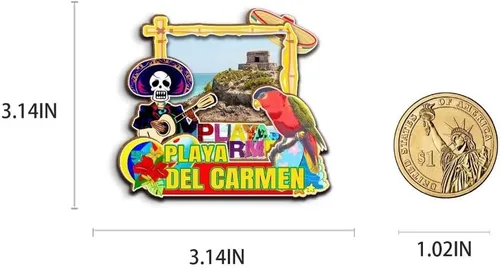 Vista 3 de Imán de madera para nevera de Playa del Carmen, México, 3D, monumentos de viaje, coleccionables, recuerdos, decoración hecha a mano