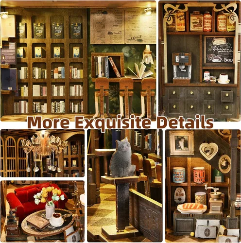 Vista 9 de CCCDF Kit de Rincón de Libros para Adultos y Adolescentes, Kit de Casa de Muñecas en Miniatura DIY Rompecabezas de Madera 3D Booknook Sujetalibros