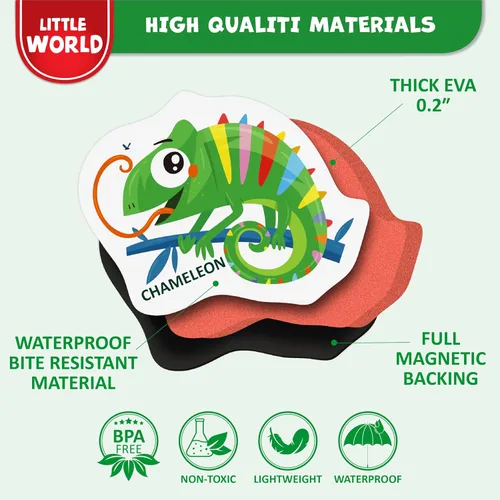 Vista 4 de Imanes para refrigeradoras para niños, animales salvajes del Zoo (29 piezas) – Imanes para la refrigeradoras para actividades de niños pequeños