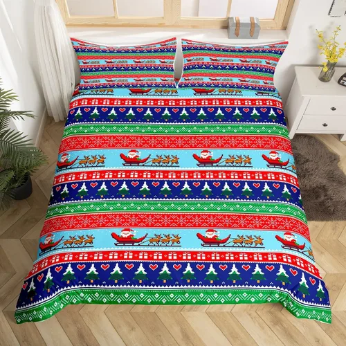 Vista 21 de Feelyou Juego de ropa de cama de Navidad gris para niños, tamaño individual, funda de edredón enana de Navidad para niños, niñas, adolescentes