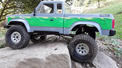 Vista 3 de Juego de calcomanías de cuerpo para Element RC Enduro Sendero Escala 1/10 Radio Controlado Rock Crawler (Drop Down Flames (Verde))