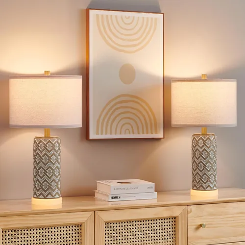 Vista 8 de Kyrid Juego de 2 lámparas de mesa de granja con luz nocturna, lámparas rústicas para sala de estar y dormitorio (bombillas incluidas)