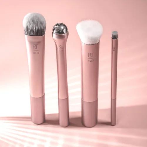 Vista 3 de Real Techniques Prep and Prime - Juego de brochas de maquillaje, ideal para exfoliar y aplicar imprimaciones, hidratantes y sueros, herramientas
