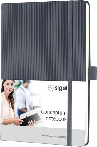 Vista 24 de Sigel Cuaderno CO120 CONCEPTUM®, negro, Tapa dura, liso con hoja guía rayada, aprox. A5, con numerosas características
