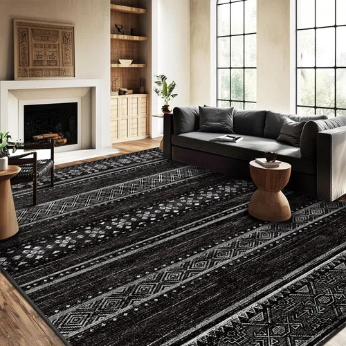 Vista 18 de BESTSWEETIE Alfombras de área de 2 x 3 pies para sala de estar, lavables, marroquíes, rústicas, geométricas neutrales, de pelo bajo