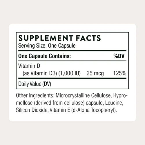 Vista 2 de Thorne Research – Vitamina D – Suplemento de Salud de Pura D3, D128, 90