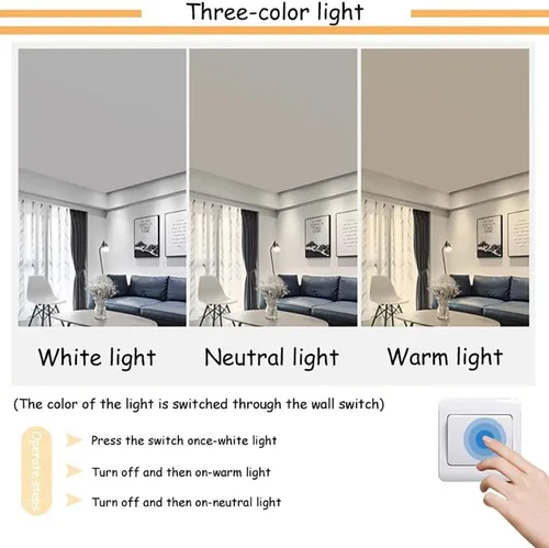 Vista 3 de Lámpara de techo LED de 3 luces, 22 pulgadas, moderna lámpara de techo empotrada de madera de 20 W regulable para sala de estar, dormitorio, cocina