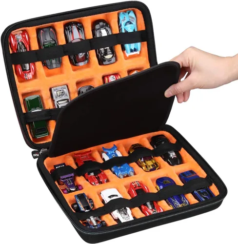 Vista 12 de Mchoi Funda de transporte a prueba de golpes para Hot Wheels 20 coches, solo funda (todo azul)