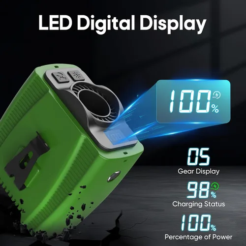 Vista 4 de Multper Ventilador de cintura portátil, 5 velocidades, 16000 rpm, potente flujo de aire, 10000 mAh hasta 40 horas de refrigeración, ventilador