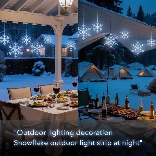 Vista 6 de Luces de carámbano de nieve de Navidad, 9 pies, 150 luces LED para cortinas con 10 gotas, 3 hebras conectables, luz de hada de carámbano con efecto