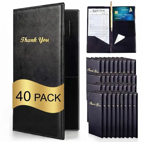Vista 8 de Potchen 10 Pcs Server Books, Waiter Check Presenters, Guest Check Holder Waitress Book with Receipt Holder for Restaurants Waitress Bars Hotels