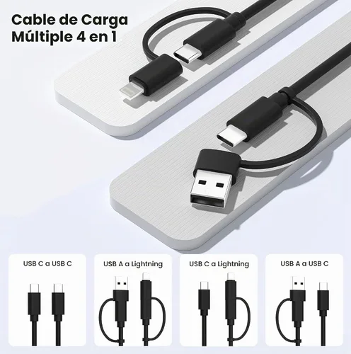 Vista 3 de Elebase Cable de carga 4 en 1 de 3.3 pies, cable de carga múltiple, cable de carga múltiple para iPhone con adaptador USB/Lightning para Apple 17 16