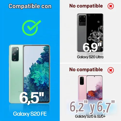 Vista 3 de Power Theory Protector de pantalla diseñado para Samsung Galaxy S20 FE 5G / 4G, vidrio templado [dureza 9H], kit de fácil instalación, 99% HD libre