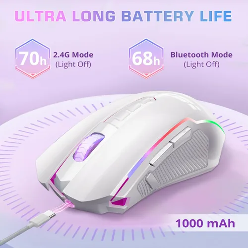 Vista 12 de Redragon Mouse para juegos, mouse inalámbrico para juegos con 8000 DPI, ratones para juegos de PC con botón de fuego, mouse ergonómico programable