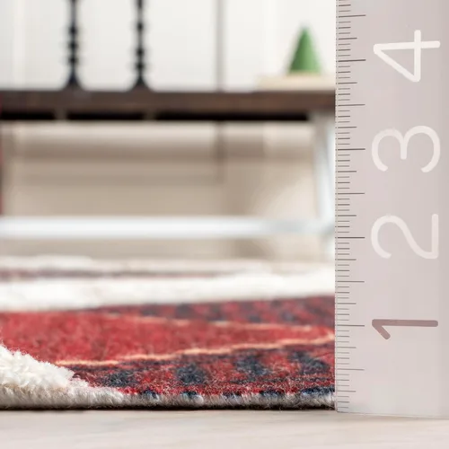 Vista 7 de nuLOOM Anastasia - Alfombra decorativa a cuadros altos y bajos, 2 x 3, color rojo
