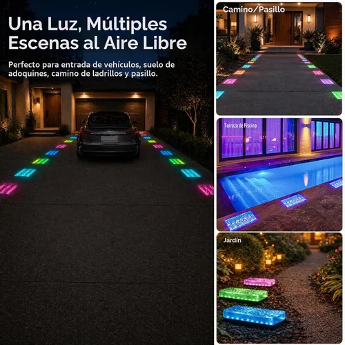 Vista 6 de SHONELIGHTING Luces solares para pavimentadora, 6x9 LED de tierra, 12 colores, RGBW, 1 paquete
