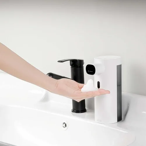Vista 4 de Dispensador de jabón automático inteligente sin contacto con temporizador LED de 20 segundos, espuma ajustable, dispensador de jabón de manos