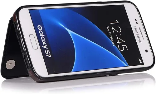 Vista 6 de Funda de teléfono para Samsung Galaxy S7 con protector de pantalla de vidrio templado y tarjetero con soporte para tarjetero, soporte para celdas