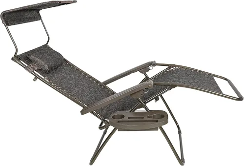 Vista 7 de Bliss Hammocks - Silla de gravedad cero con toldo y bandeja lateral, Jacquard café