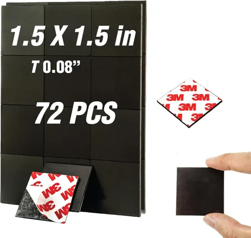 Vista 18 de Cuadrados magnéticos con respaldo adhesivo (36 unidades cada uno de 1.5 x 1.5 pulgadas), imanes autoadhesivos precortados como suministros