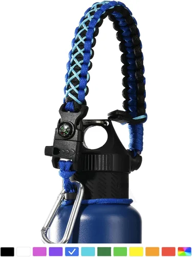 Vista 32 de Asa de cuerda de paracaídas para botellas Hydroflask 2.0 de boca ancha y estándar, con nuevo soporte de anillo de seguridad, 12oz - 64oz