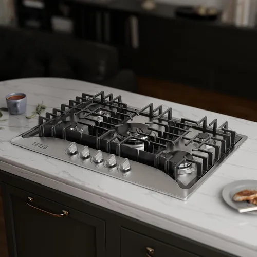 Vista 2 de Empava - Anafe de gas de 30 pulgadas con 5 quemadores de clase mundial fabricados en Italia SABAF, convertible a GLP/GN, ideal para cocinas de RV