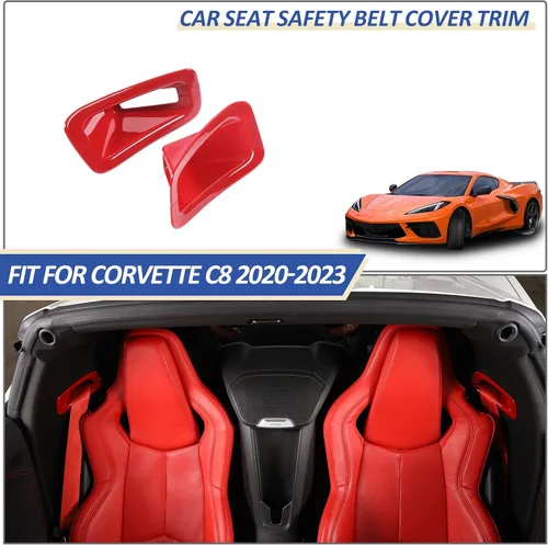 Vista 5 de Daeiclru Funda para cinturón de seguridad de asiento de automóvil compatible con Chevrolet Corvette C8 2020-2023, soportes de cinturón de seguridad