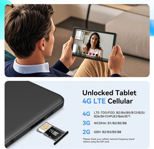 Vista 2 de Topsand Tablet Android 15 de 8 pulgadas con ranura para tarjeta SIM Tablet Teléfono Celular Desbloqueado con 4G LTE Octa Core 12GB RAM 64GB ROM 2TB