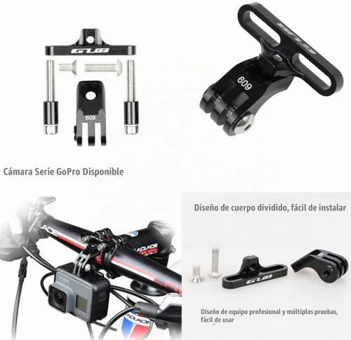 Vista 5 de GUB Soporte para cámara de bicicleta, soporte de cámara frontal de aluminio para GoPro Garmin, Xiaomi SJCAM (Negro09)
