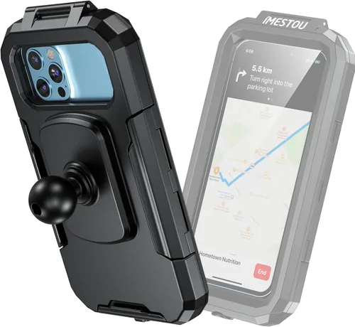 Vista 7 de iMESTOU IP66 - Soporte impermeable para teléfono para bicicleta con cabezal de bola de 1 pulgada, adecuado para componentes de tamaño RAM B/brazos