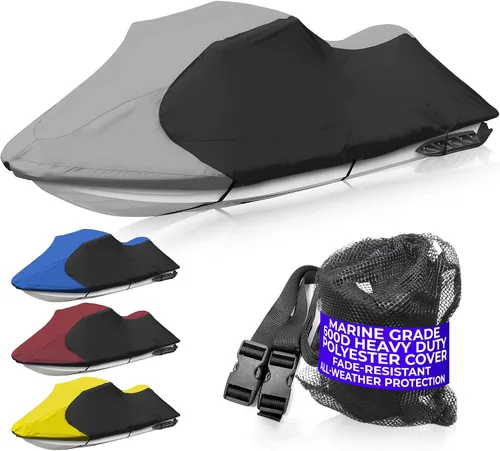 Vista 11 de Trailerable PWC Jetski Watercraft Jet - Funda para esquís de hasta 3 plazas Borgoña/ Negro