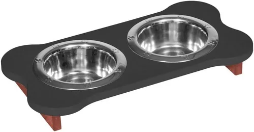 Vista 193 de Poly Lumber - Comedero doble de hueso mediano de 2 cuartos de galón, color negro