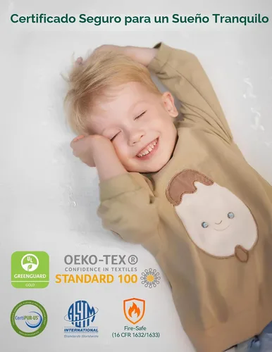 Vista 6 de BABELIO Colchón transpirable para cuna, de doble cara, espuma viscoelástica, impermeable, funda extraíble y lavable a máquina, para niños pequeños