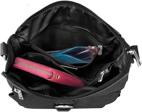 Vista 5 de Roma Leathers Bolsa de mano oculta con hebilla frontal