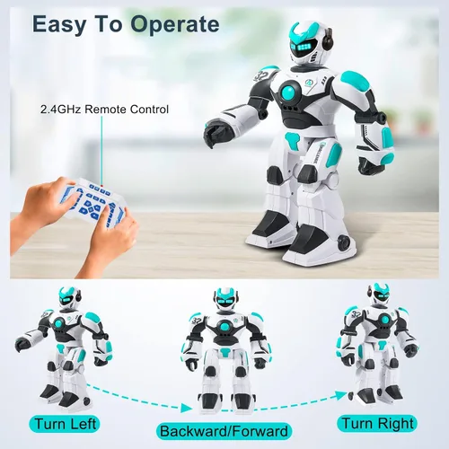 Vista 2 de HPROMOT Robot de juguete RC para niños, robot de control remoto, sensor de gestos inteligente, recargable y programable, robot para caminar, bailar