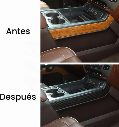 Vista 6 de Voodonala Para Chevy Silverado GMC Sierra 2014-2018 Consola central Accesorios de cambio de marchas lateral, fibra de carbono ABS, 2 piezas