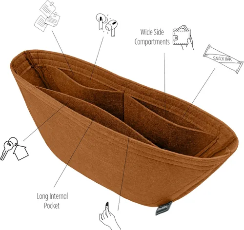 Vista 6 de Divitize Organizador de bolso de alta calidad compatible con LV Loop Hobo GM bolsa inserta – Inserto de fieltro hecho a mano de 0.079 in, ajuste