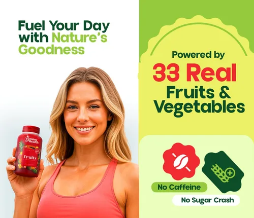 Vista 3 de Yummy & Health Cápsulas de frutas y verduras - Más de 33 superalimentos enteros de frutas y verduras 90 frutas + 90 cápsulas vegetales Vegano