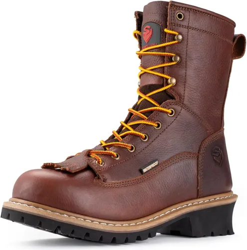 Vista 12 de SUREWAY Men's 8" Waterproof Steel-Toe Logger Work Boot,Superior Oil/Slip Resistant,Thicker Full Grain Leather,Wedge Rubber Sole,EH Rated
