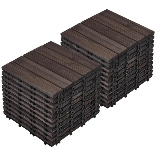 Vista 17 de Yaheetech 55 azulejos de terraza de patio entrelazados de madera compuesta de madera para cubierta de pisos de madera de 12 x 12 pulgadas, madera