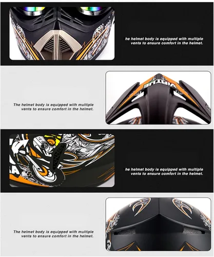 Vista 3 de Casco de motocross Bluetooth para adultos, casco de motocross, aprobado por DOT/ECE, perfecto para motocicletas de motocross, motos de cross, ATV
