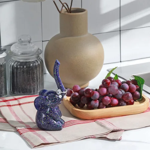 Vista 4 de PUDDING CABIN Soporte para anillos de elefante morado, lindo organizador de anillos, regalo único de elefante para mujeres, mamá, día de la madre