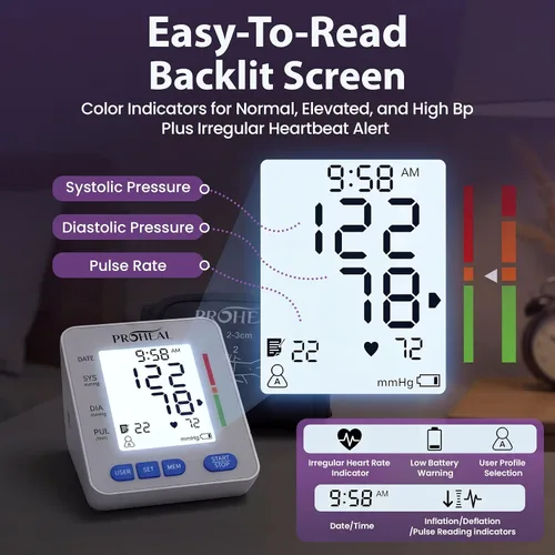 Vista 3 de Monitor de presión arterial para uso doméstico con brazalete grande para el brazo superior - Monitor de pulso parlante automático y máquina
