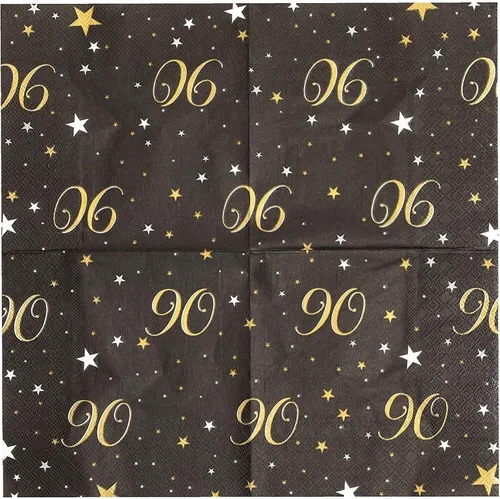 Vista 5 de Sparkle and Bash Servilletas de cumpleaños 90 – Servilletas absorbentes de 2 capas para fiesta de cumpleaños 90 – Elegantes productos de papel
