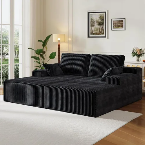 Vista 24 de Sofás modulares de pana otomana de 28.74 pulgadas para sala de estar, taburetes de sofá sin hueso, no requiere montaje, sofá profundo en una caja