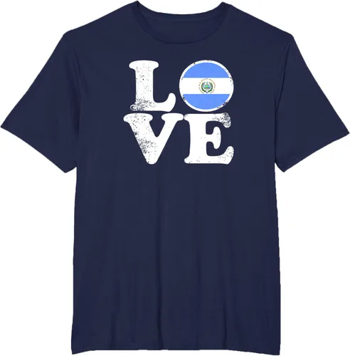 Vista 65 de Love El Salvador Flag tShirt Home Pride Distressed Tee T-Shirt