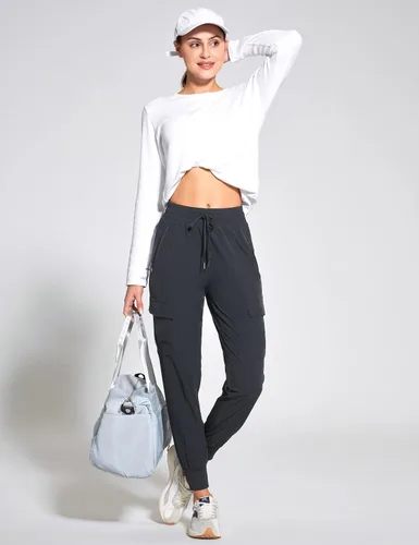 Vista 5 de ZUTY Pantalones cargo para mujer, de 27 pulgadas, pantalones deportivos de secado rápido, ligeros, resistentes al agua, pantalones deportivos