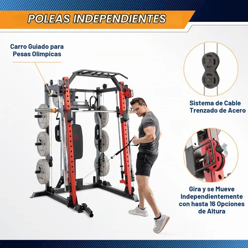 Vista 5 de Marcy Smith Machine Cage System Home Gym - Estante multifunción para gimnasio en casa, estación de entrenamiento personalizable