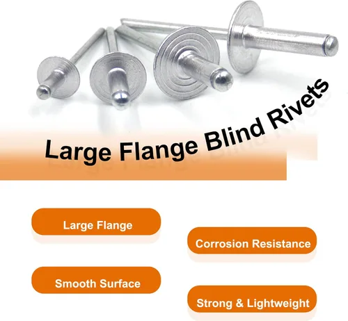 Vista 3 de ISPINNER 60 piezas de remaches ciegos de aluminio con brida grande, kit surtido con remachador de mano resistente, herramienta de pistola
